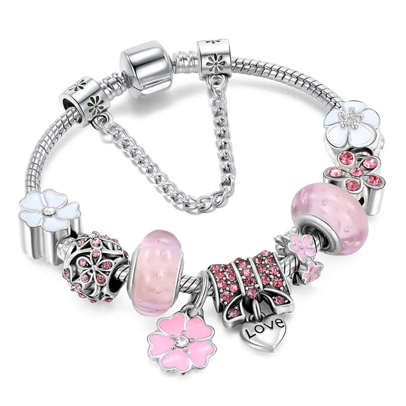 CharmBracelet 925 - Elegant Sterling Silver Flower Bracelet