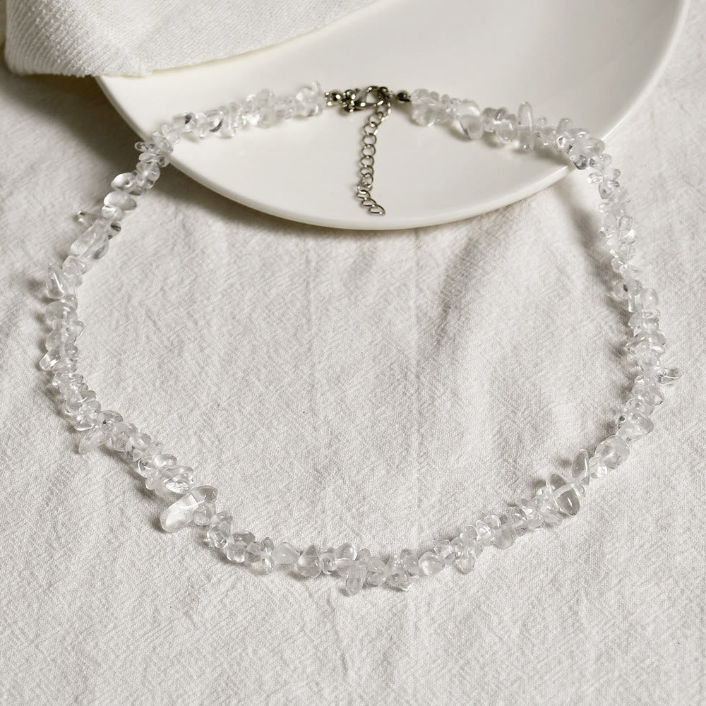 Lina Polished Crystal Necklace with Natural Gemstones