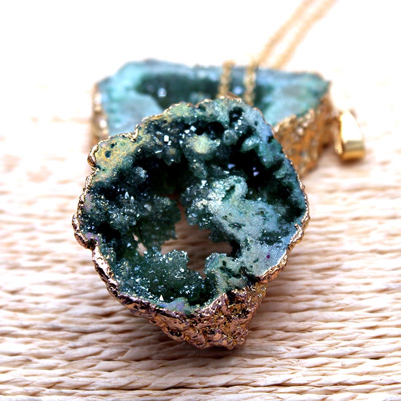 Natural Crystal Geode - Pendant Necklace