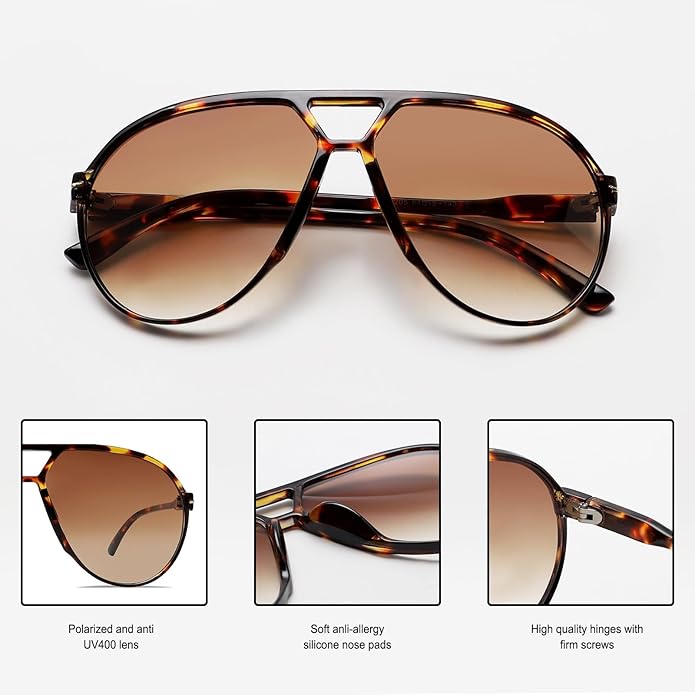 AmaraVision - Retro Oversized Aviator Sunglasses