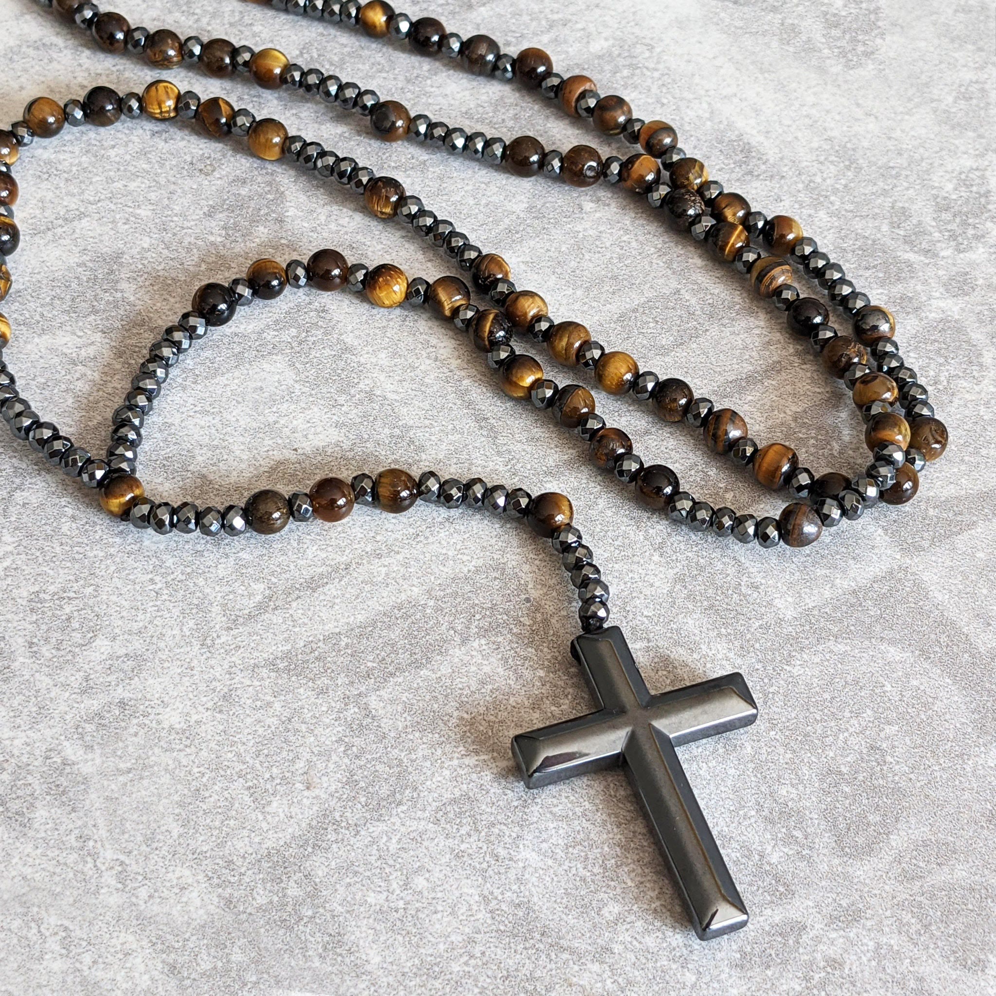 Orion - Tiger Eye Rosary Necklace