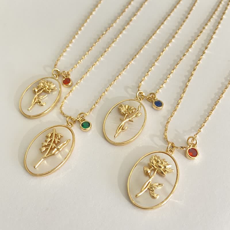 Aurora - Birthstone & Birth Flower Necklace for Women