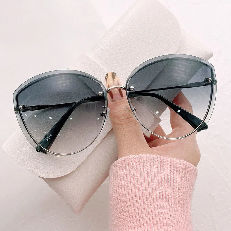 AnnaShade - Rimless Oval Sunglasses with UV Protection