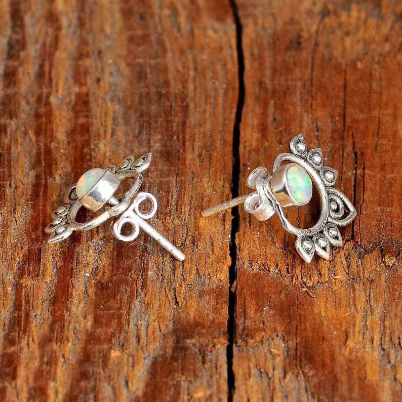 Sophia Natural Opal Lotus Earrings
