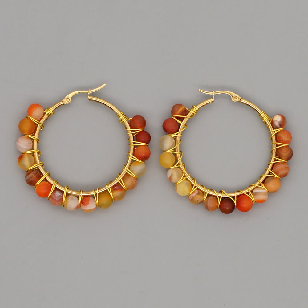 Sanne - Boho Natural Crystal Hoop Earrings for Women