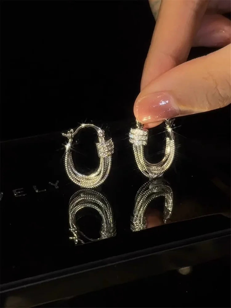 Aria - Geometric Layered Earrings in Gold and Silver for Women
