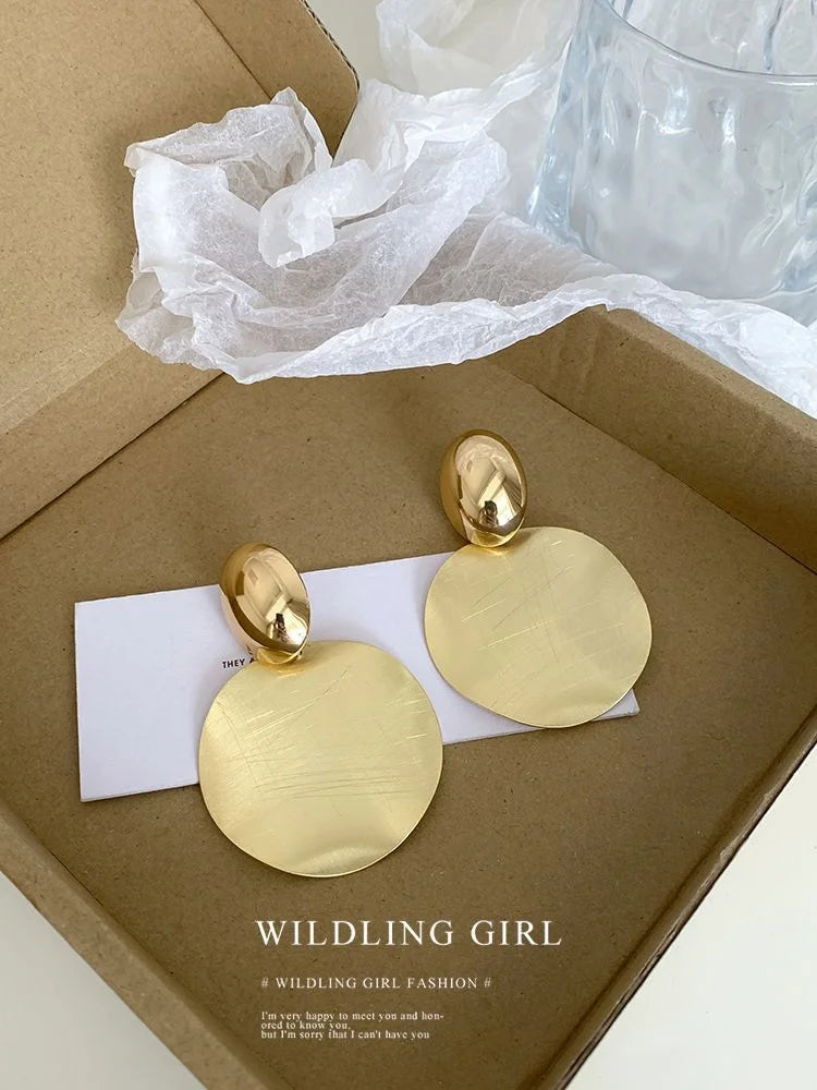 Amaya - Gold Round Drop Earrings for Women