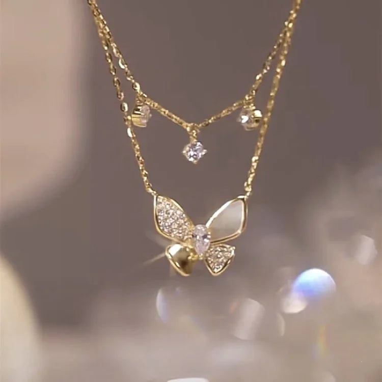 Elayna - Double-Layered Butterfly Necklace for Women