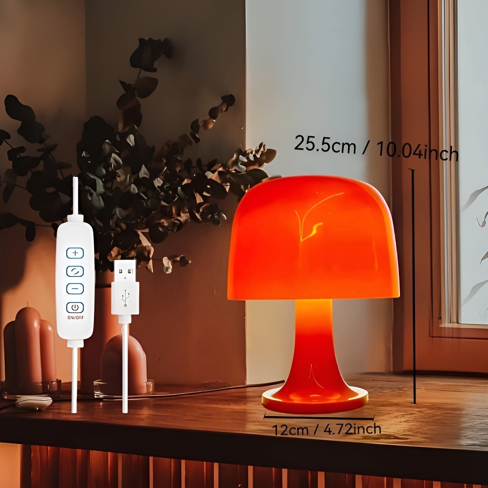 Vintage Mushroom Lamp - Dimmable LED USB
