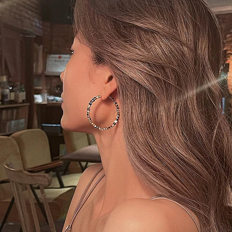 Nina - Faceted Hoop Earrings in Gold and Silver for Women