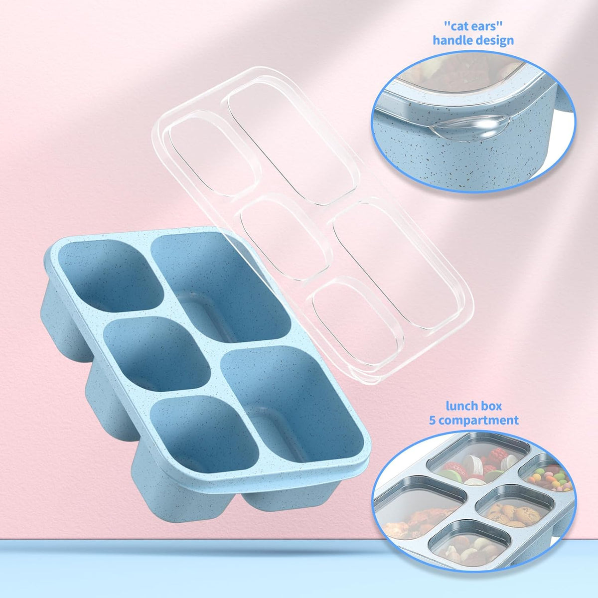 BentoBox Stylish Meal Container Set - 4-Piece Leakproof Bento Boxes with 5 Compartments