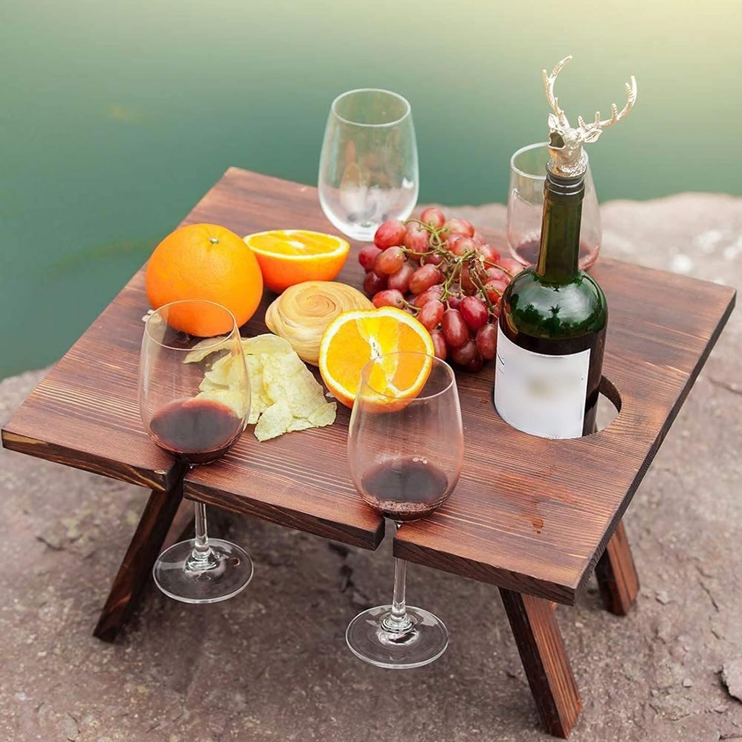 WoodenWine RackTable - Portable Wine Storage