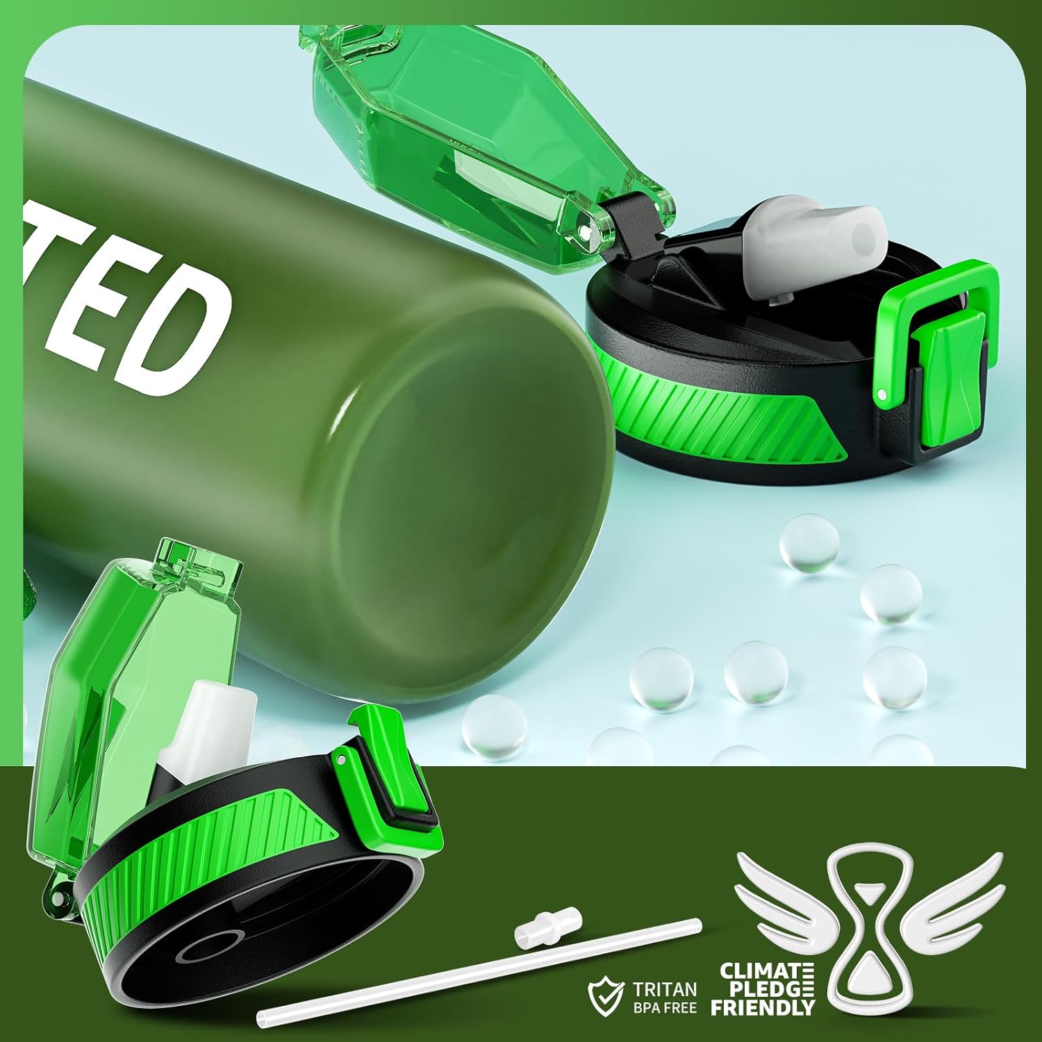 HydraFlow - Sports Water Bottle with Straw