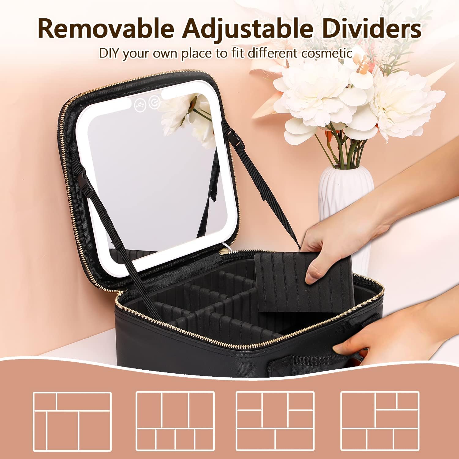 TravelGlow - LED Makeup Organizer with Mirror