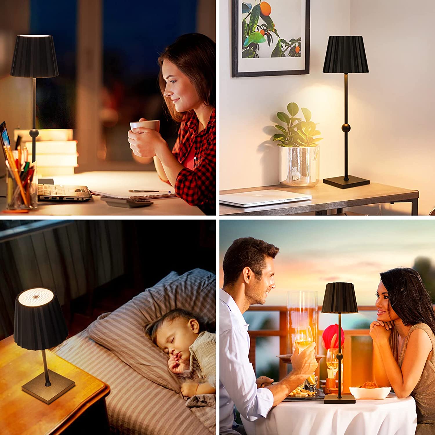 Elegant Cordless Table Lamp - Stepless Dimming