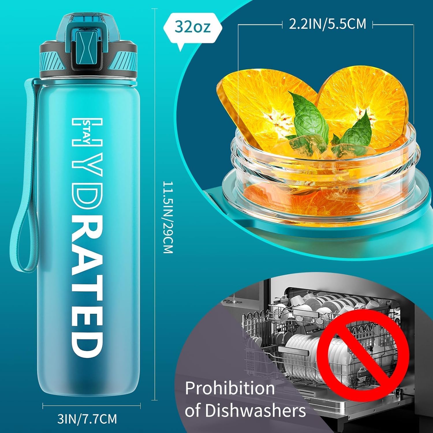 HydraFlow - Sports Water Bottle with Straw