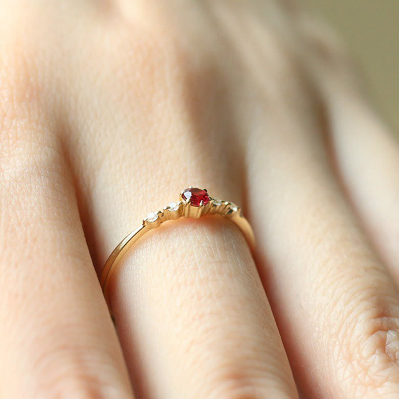 Elara - 18K Gold Garnet Stone Ring for Women