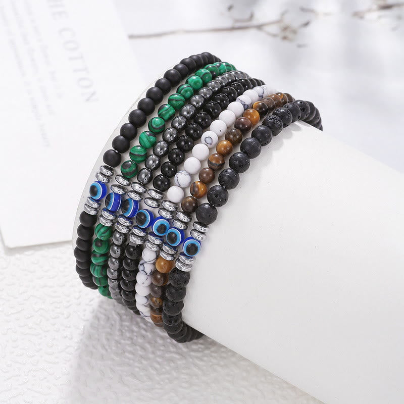 Thor - Men's 4mm Natural Stone Evil Eye Beaded Bracelet