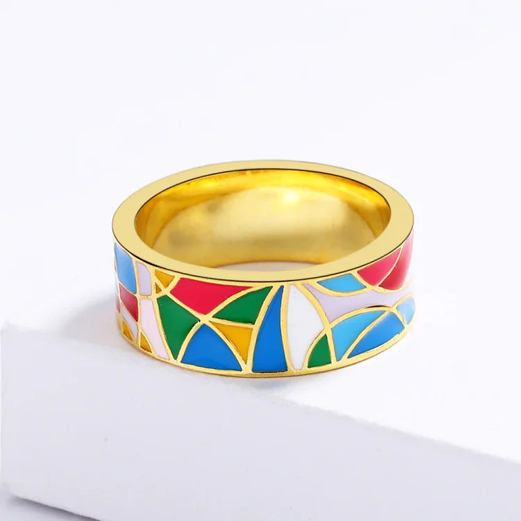 Nadia - Classic Enamel Cubic Zirconia Ring for Women