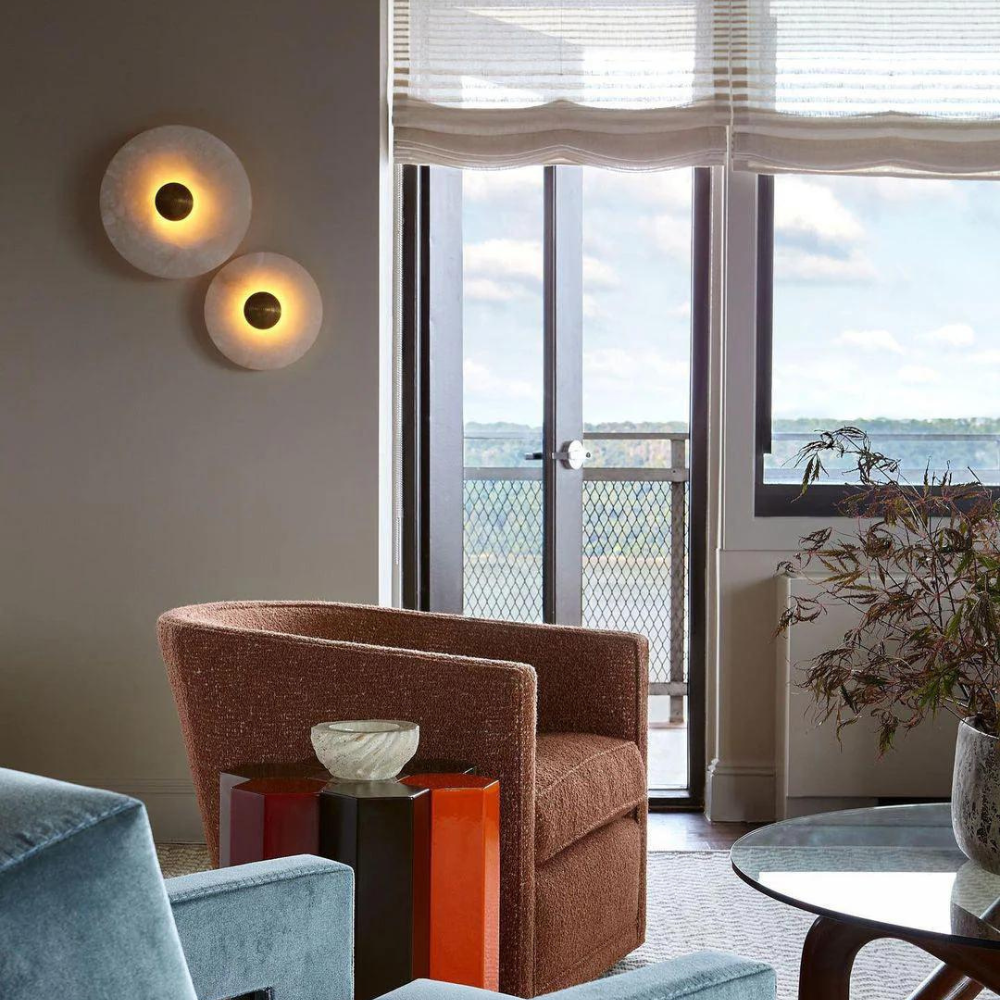 Aurora d'Or Round Wall Lamp - Alabaster Glow