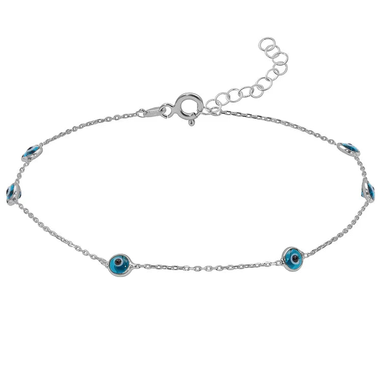 Zahira Evil Eye Anklet - Protective Silver Beach Jewellery