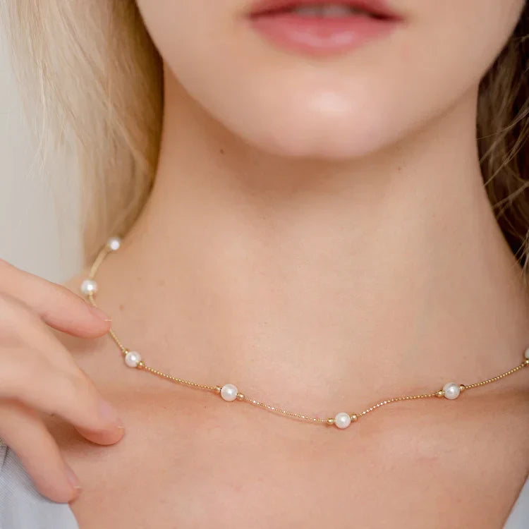 Serena - Timeless Gold Pearl Necklace for Women
