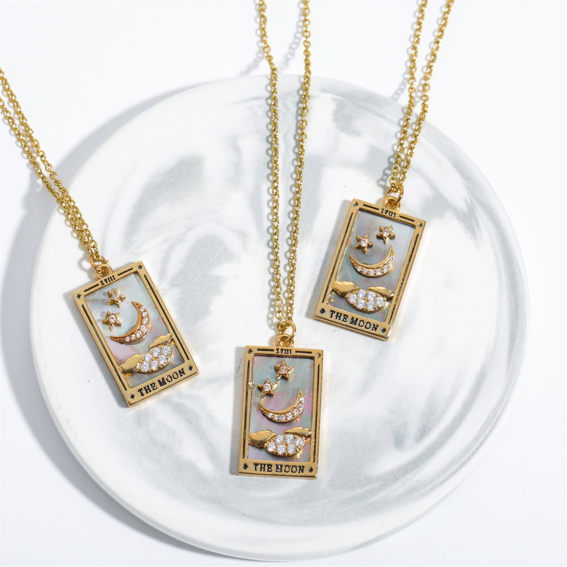 Amara - Tarot Drop Pendant Necklace with Zirconia for Women