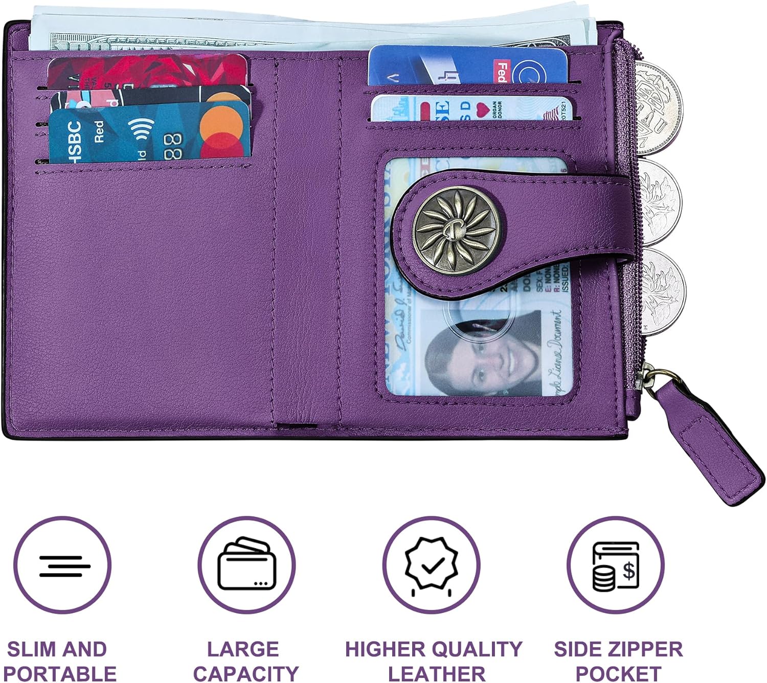 ClaireSlim - Slim RFID Leather Wallet for Women