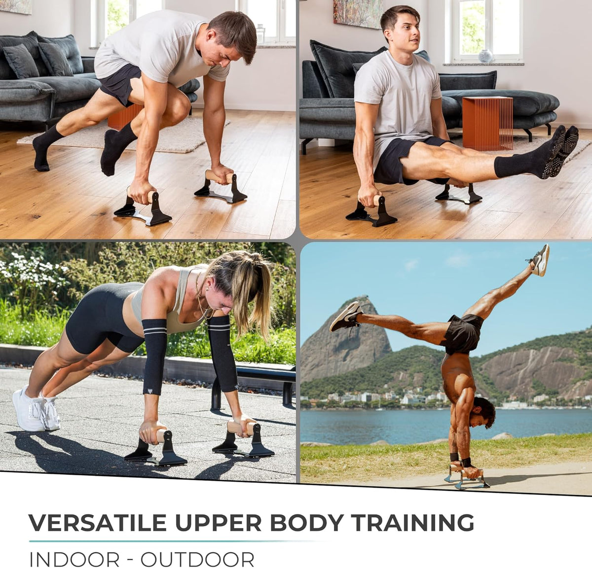 PowerGrip - Wooden Push-Up Parallettes with Non-Slip Base