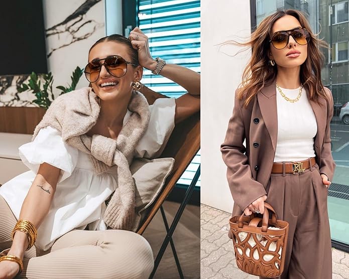 AmaraVision - Retro Oversized Aviator Sunglasses