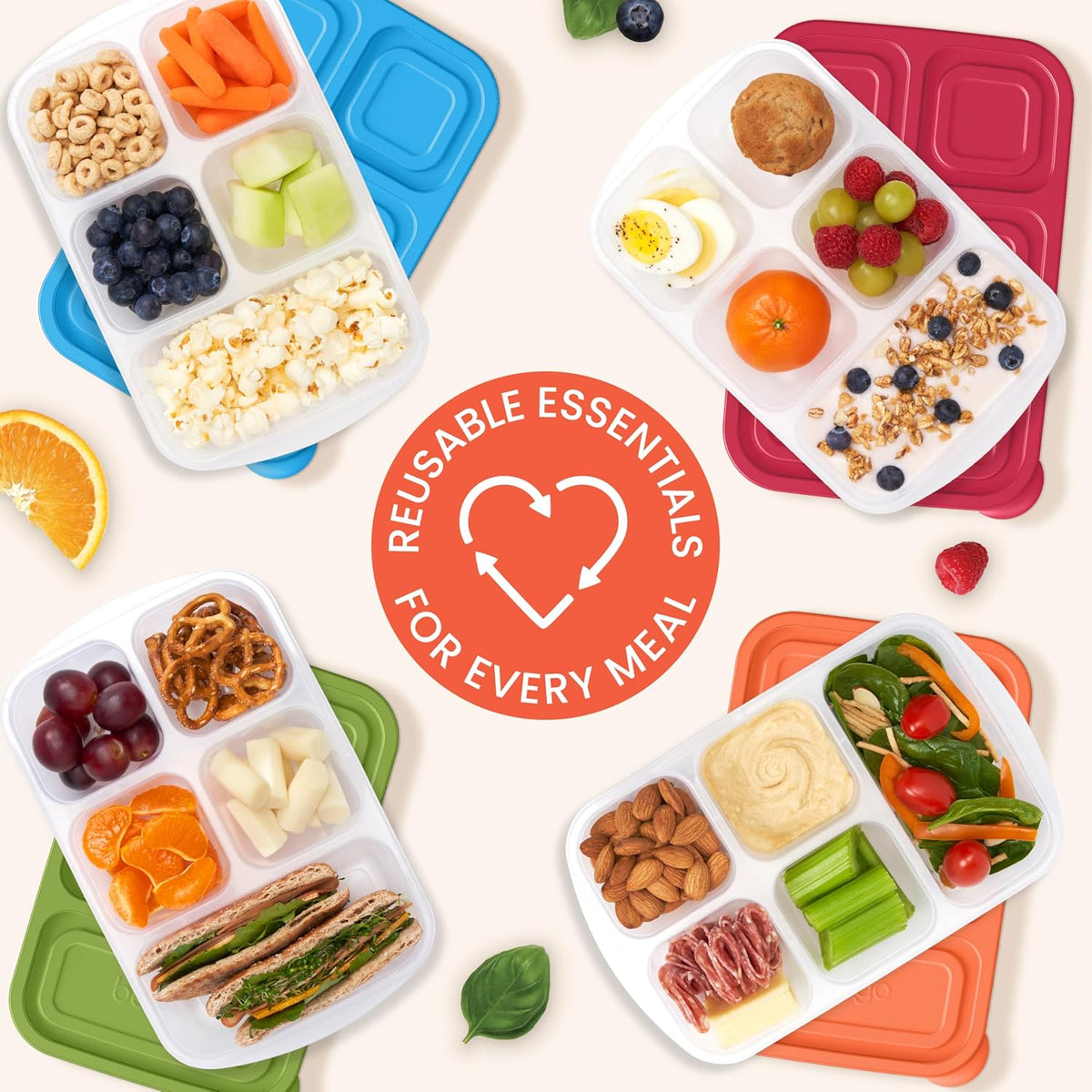 EcoStore - Reusable 5-Compartment Meal Prep Container Set of 8