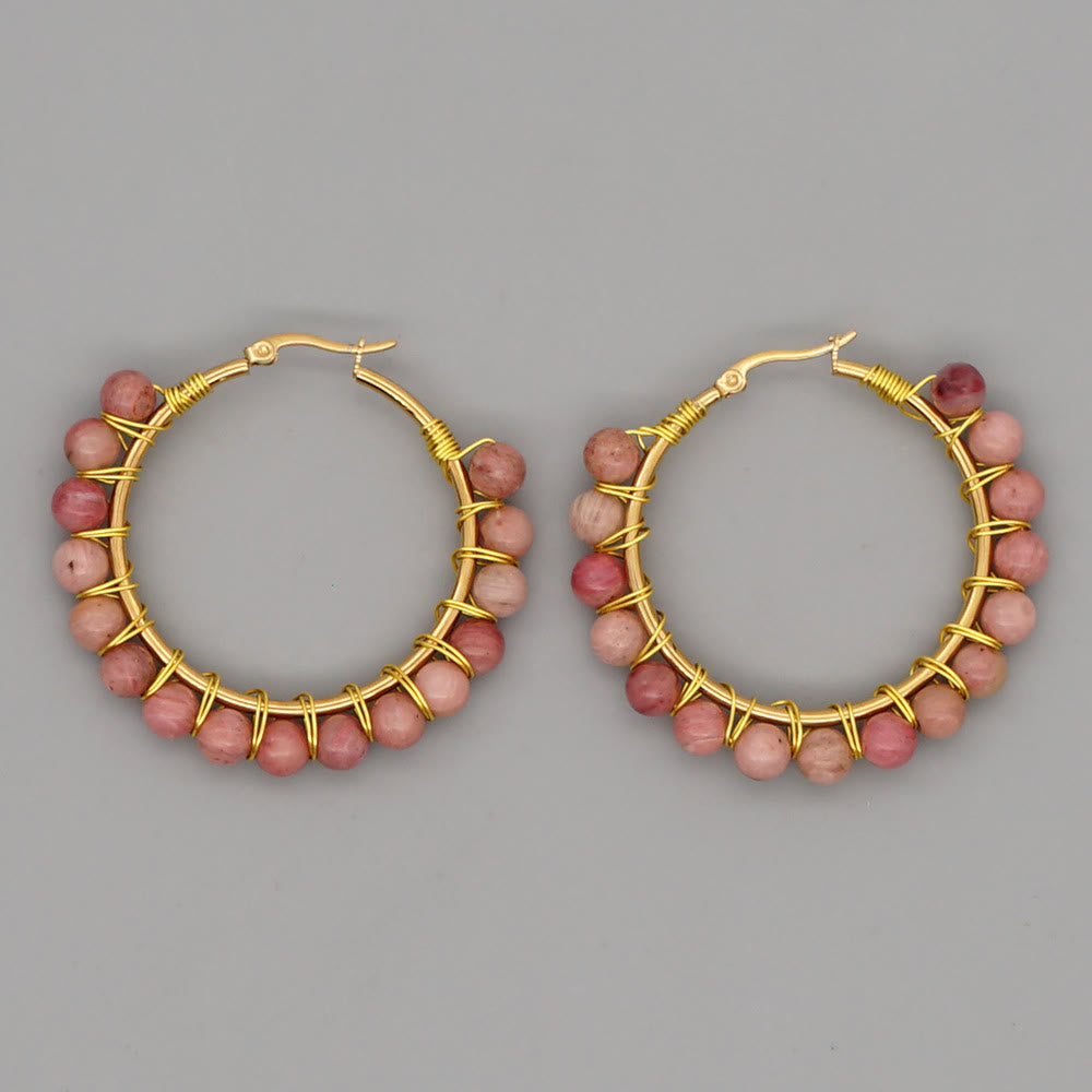 Sanne - Boho Natural Crystal Hoop Earrings for Women