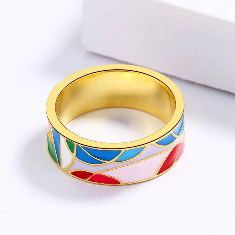 Nadia - Classic Enamel Cubic Zirconia Ring for Women