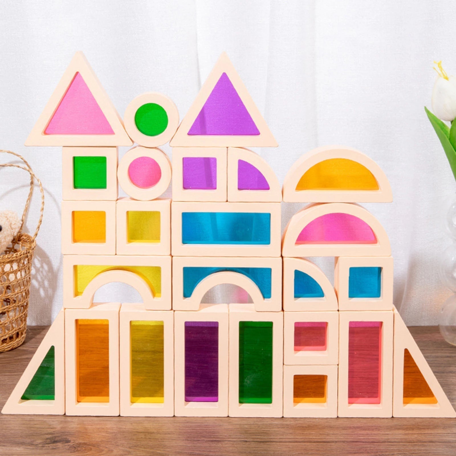 CreativeBlocks - Colourful Wooden Building Blocks for Kids