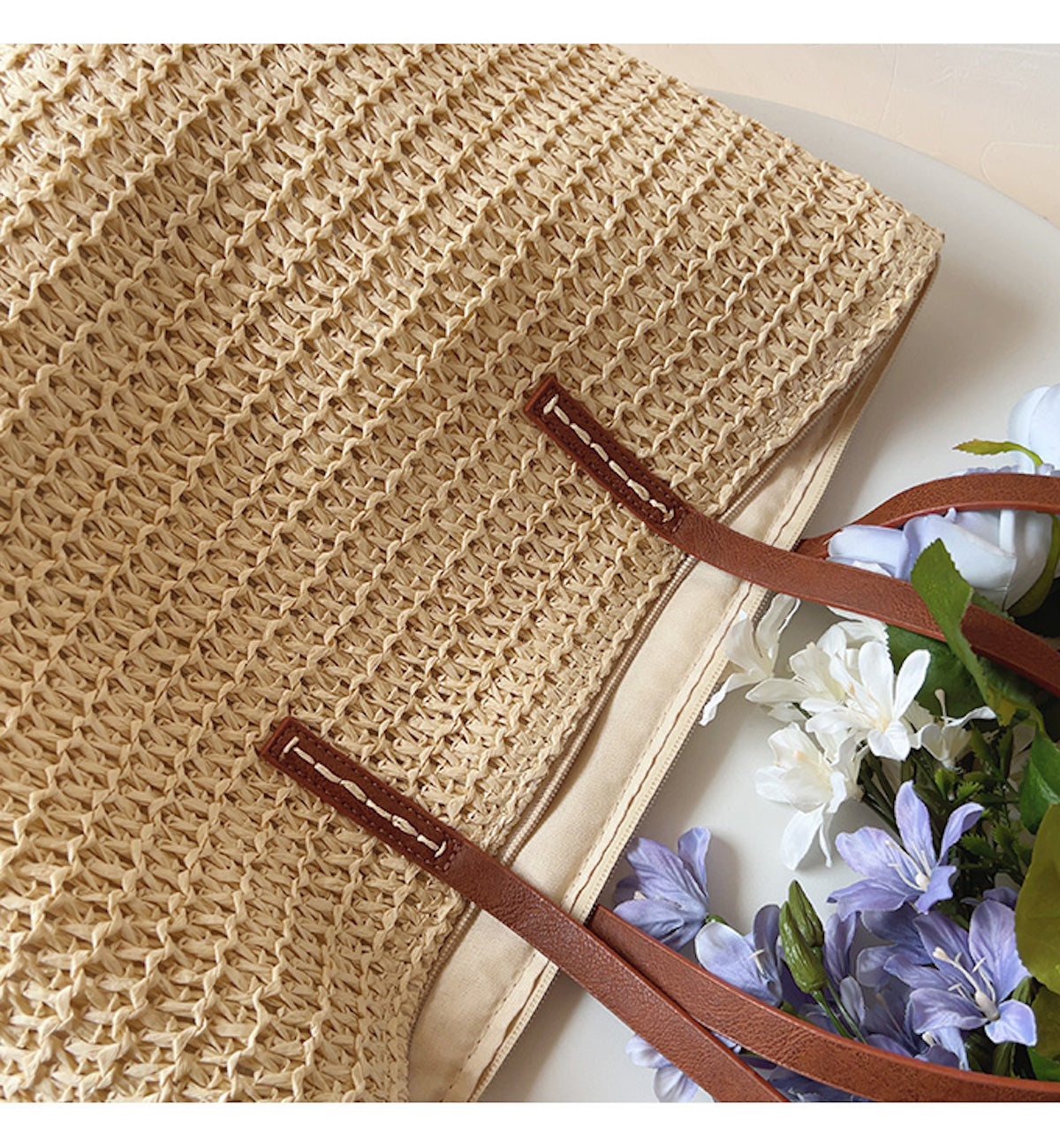 SummerBreeze Woven Straw Tote Bag