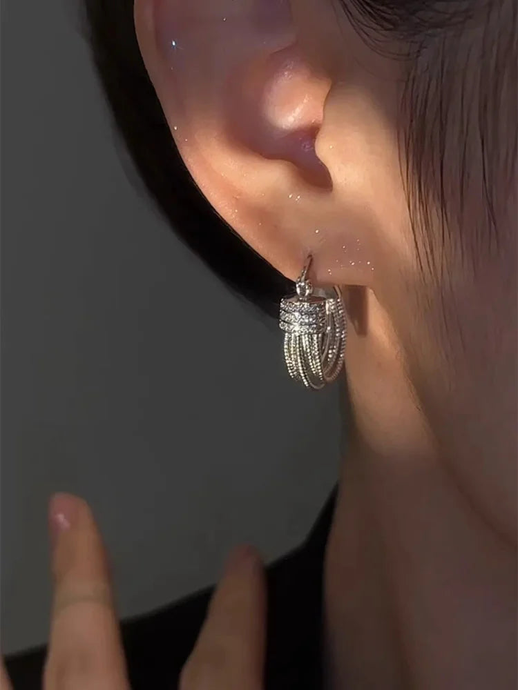 Aria - Geometric Layered Earrings in Gold and Silver for Women