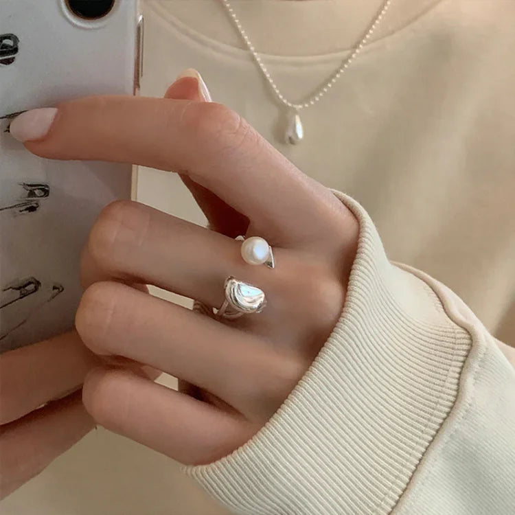 Elin - Pearl Bean Adjustable Ring for Women