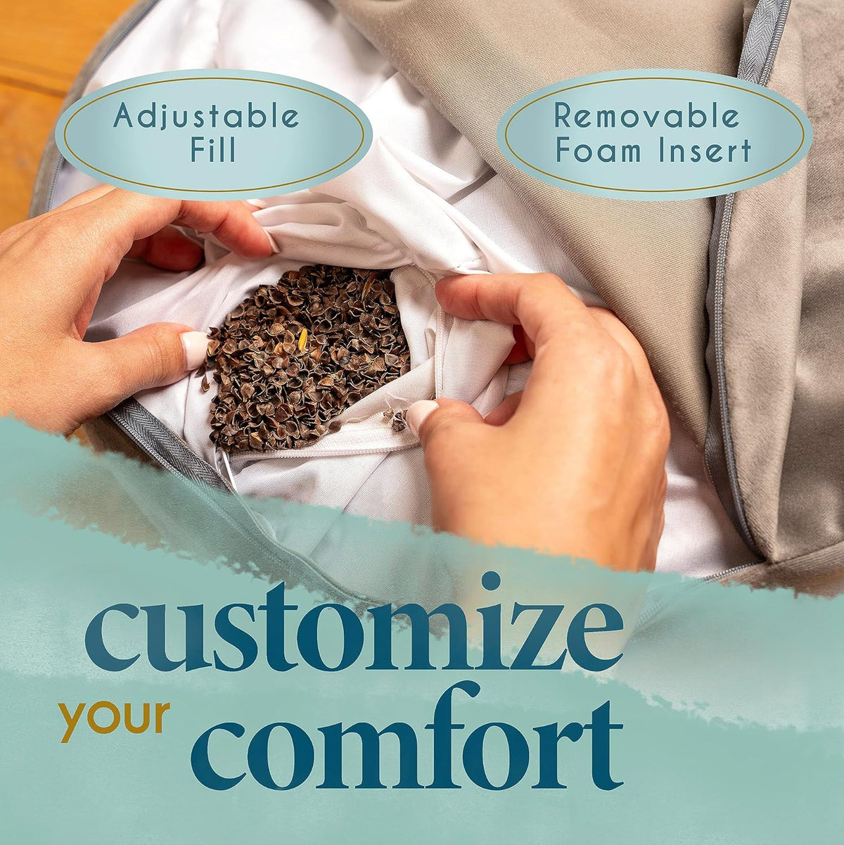 VelvetZen - Premium Velvet Meditation Cushion with Buckwheat Filling
