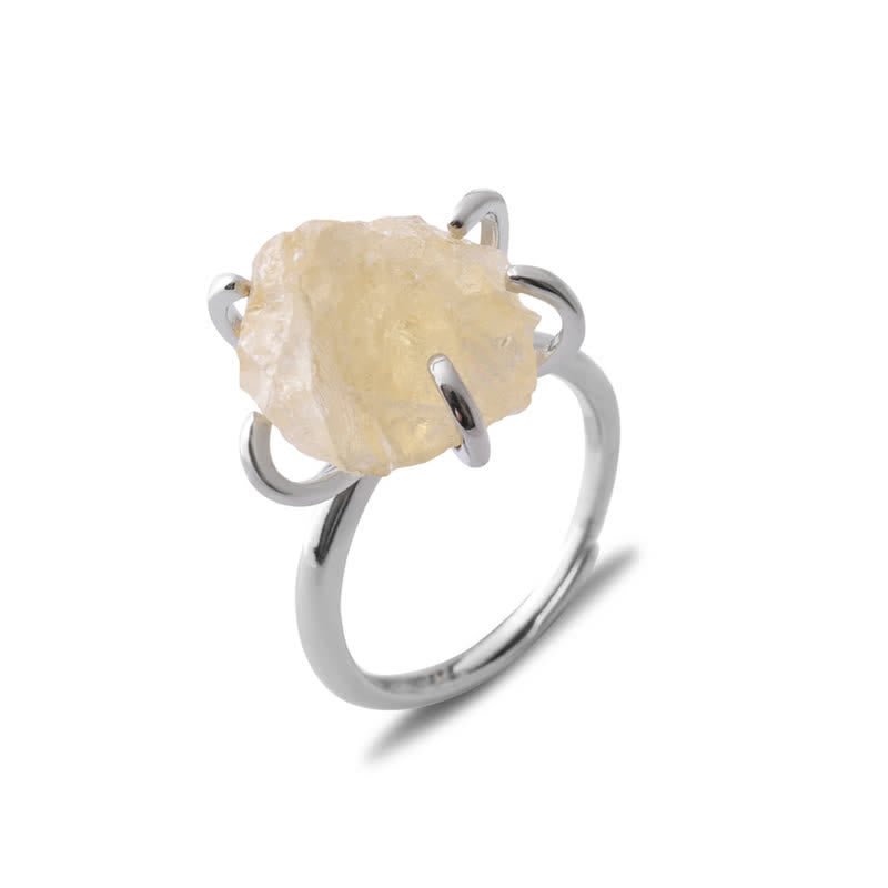 Liora - Adjustable Six-Prong Natural Crystal Ring