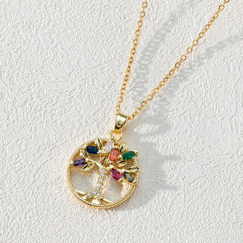 Zirconia - Tree of Life Hollow Pendant Necklace