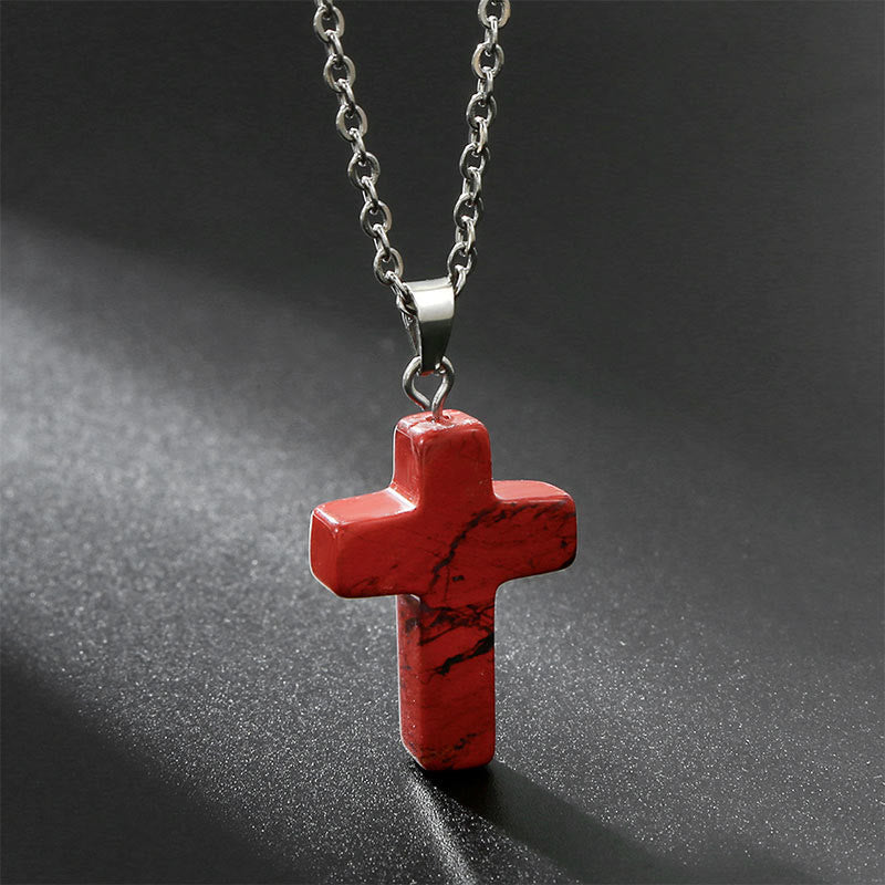 Seraphina - Natural Gemstone Cross Necklace for Women