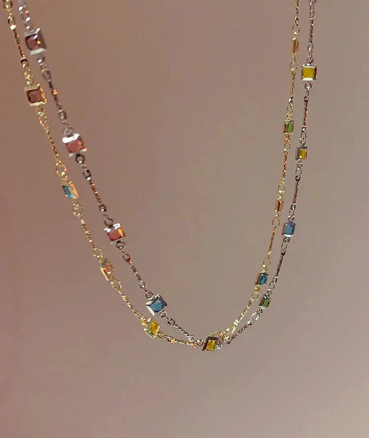 Ivy - Gold/Silver Necklace with Colourful Gemstones for Women