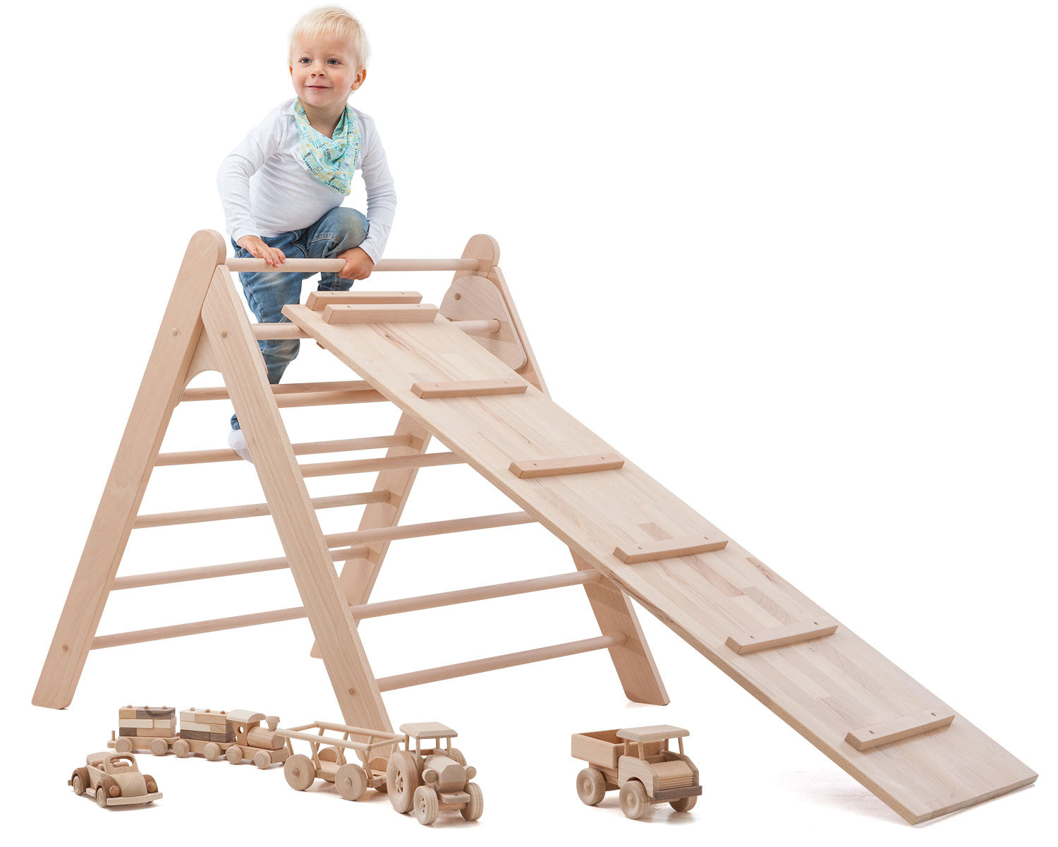ClimbEase Board - Reversible Wooden Ladder and Slide