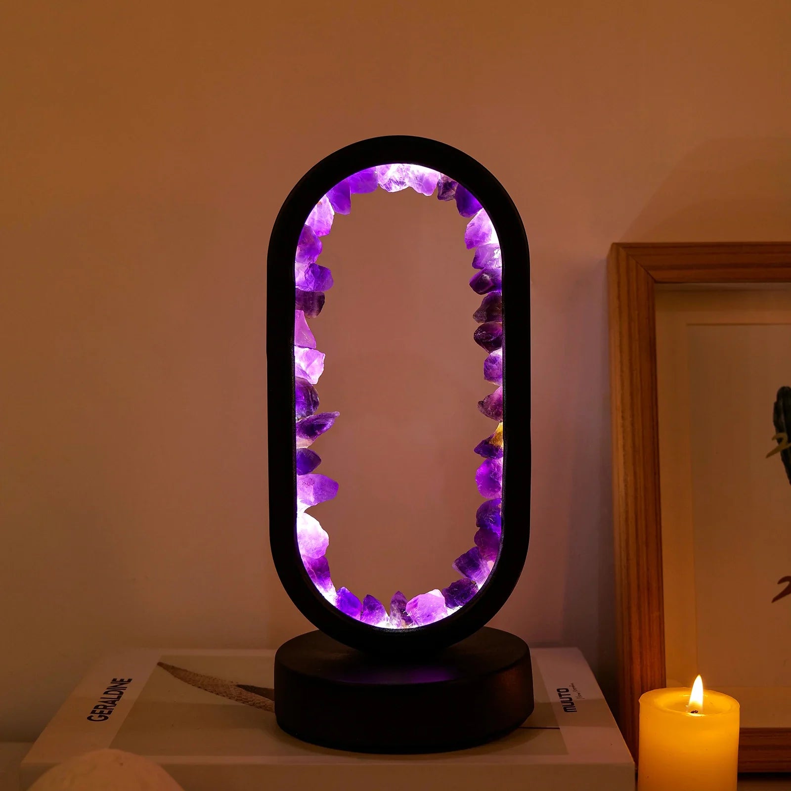 AmethystGlow | Serene Handcrafted Natural Crystal Table Lamp for Bedroom 0
