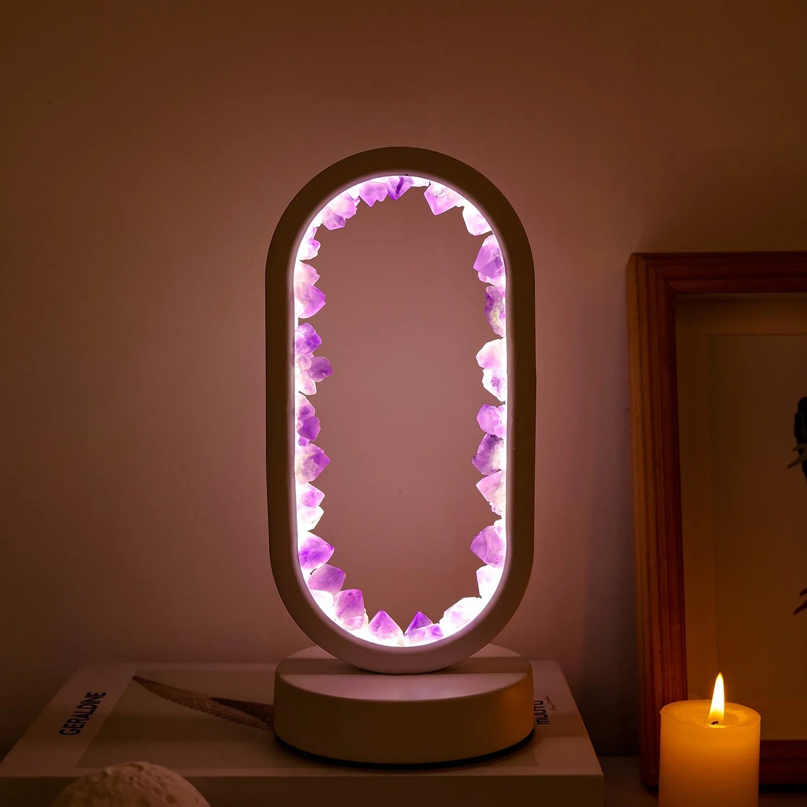 AmethystGlow | Serene Handcrafted Natural Crystal Table Lamp for Bedroom 11
