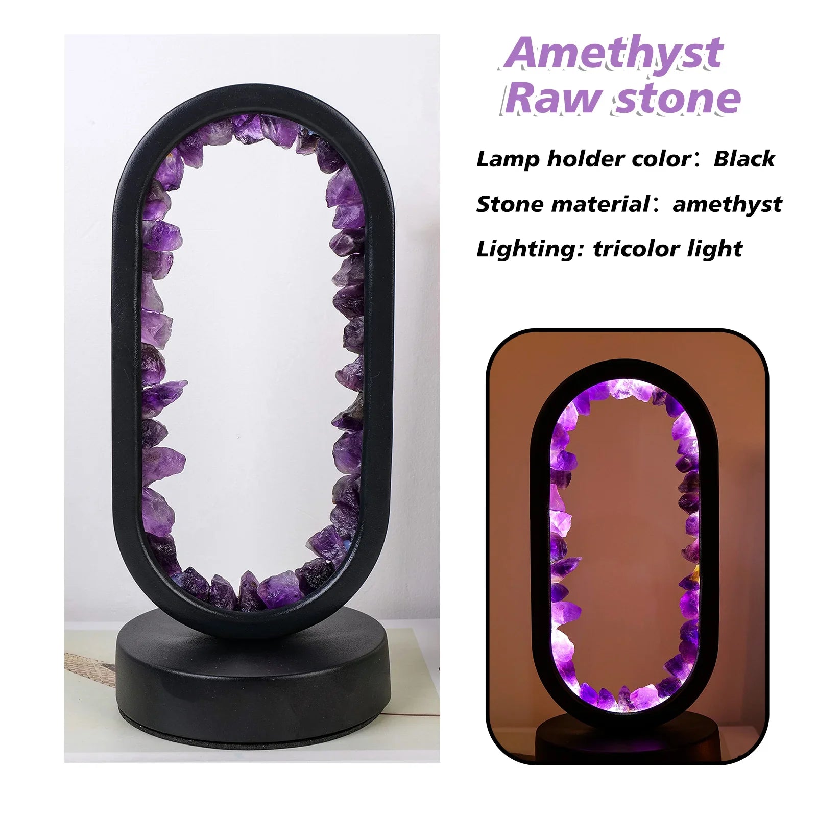 AmethystGlow | Serene Handcrafted Natural Crystal Table Lamp for Bedroom 8