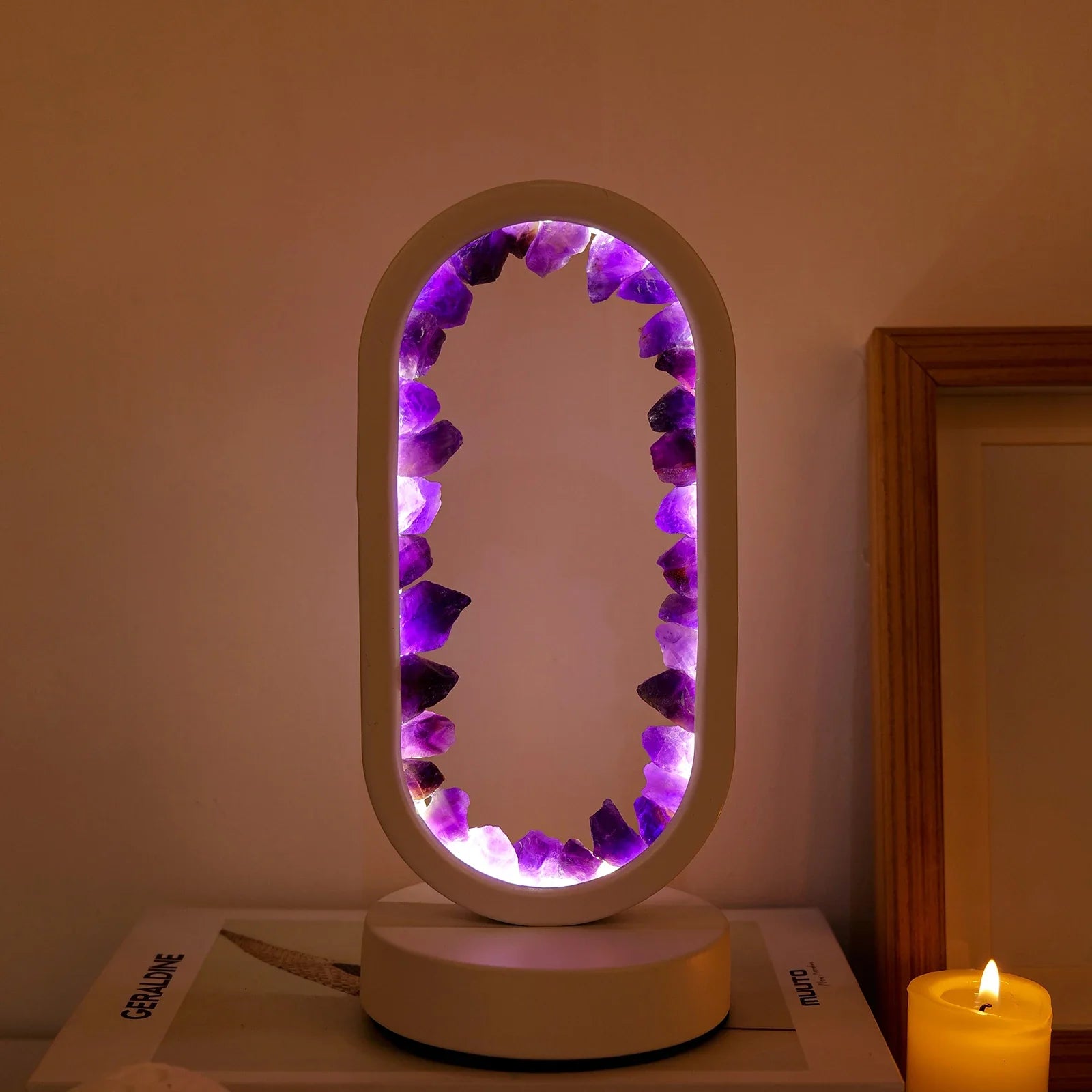 AmethystGlow | Serene Handcrafted Natural Crystal Table Lamp for Bedroom 9
