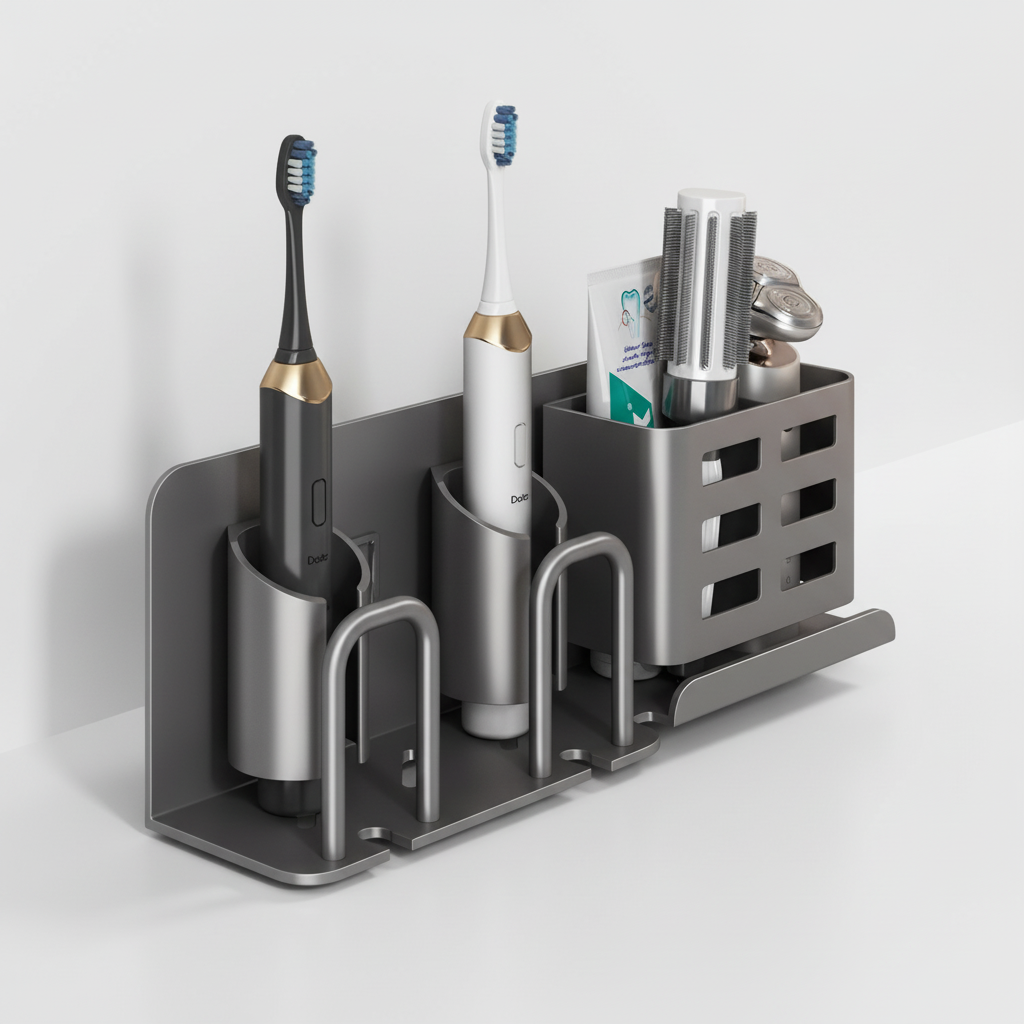 AquaDock | Bathroom Storage Toothbrush Holder with Drainage Openings | Space-Saving Solution for Organized Hygiene 1