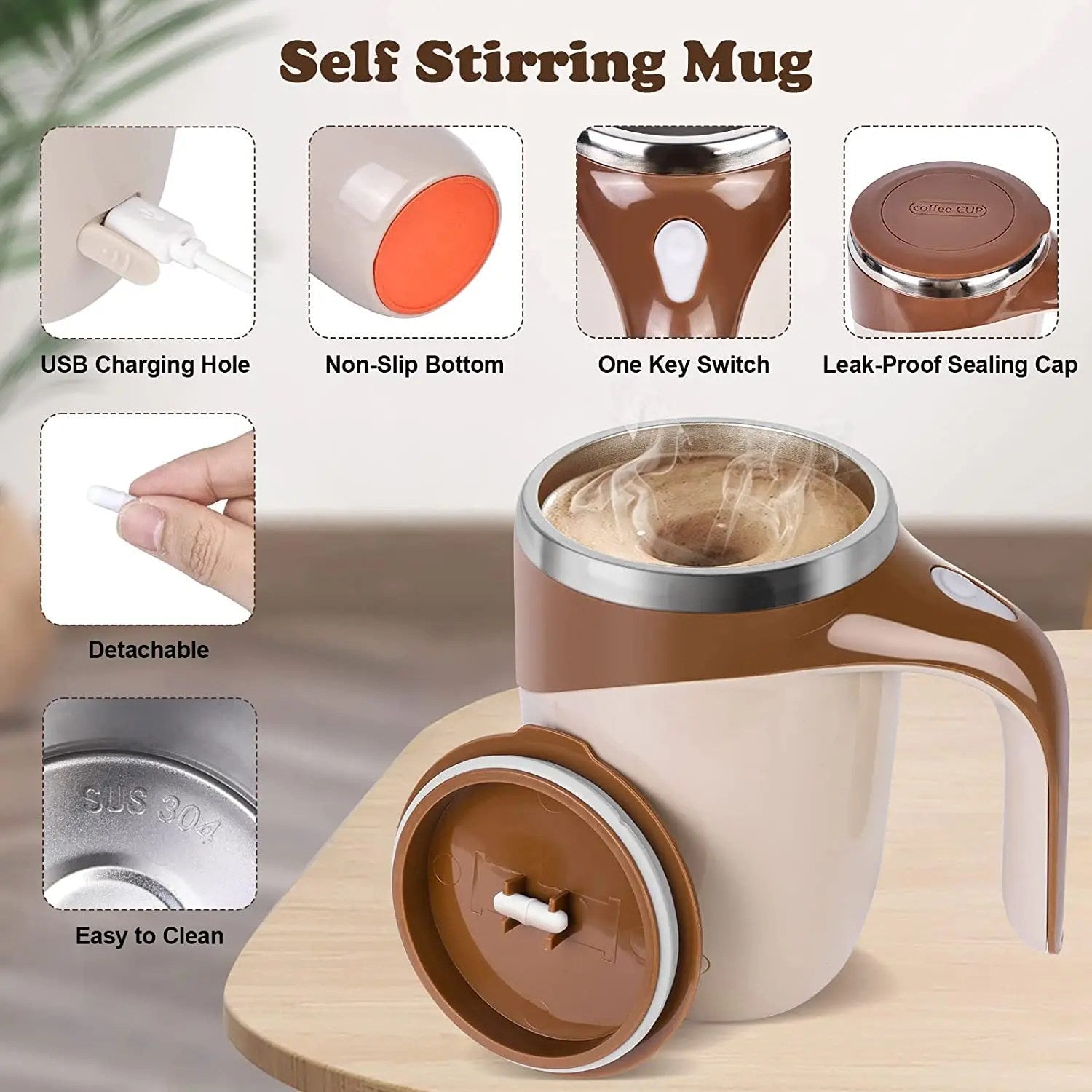 MagStir Wireless Magnetic Stirring Mug