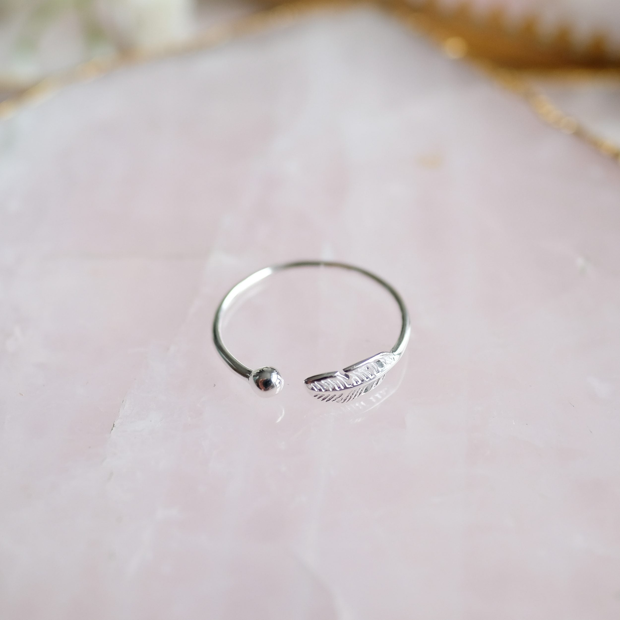 SilverPlume Ring - Adjustable 925 Silver Feather Ring